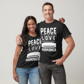 T-shirt Peace Love Harmonica (Unisexe)