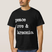 T-shirt Peace Love Harmonica (Devant)