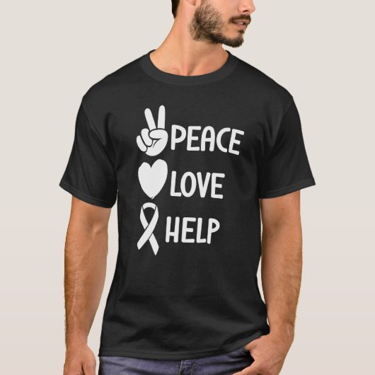 T-shirt Peace Love Help Mental Health Awareness   (Devant)