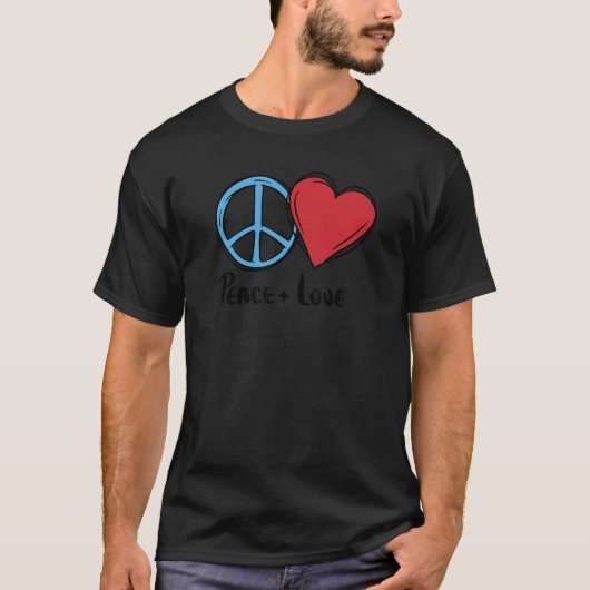 T-shirt Peace + Love Hippie Flowpower Peace On Earth Pro (Devant)