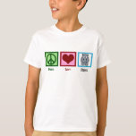 T-shirt Peace Love Hippopotames Jote Hippo Kids<br><div class="desc">T-shirt enfant hippo mignon avec un joli signe vert de paix,  le coeur,  et un adorable hippopotame de dessin animé. Peace Love Hippopotames Kids Tee.</div>