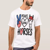 T-shirt Peace Love Horses America Tee (Devant)