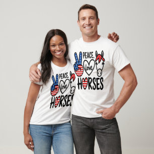 T-shirt Peace Love Horses America Tee