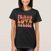 T-shirt Peace Love Horses Super Retro (Devant)