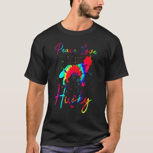 T-shirt Peace Love Husky Dog (Devant)