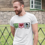 T-shirt Peace Love Immobilier<br><div class="desc">Joli cadeau immobilier pour un immobilier,  une société de titre,  un courtier en hypothèques,  un agent de prêt ou même un nouveau propriétaire. Un signe de paix,  un coeur et une maison.</div>