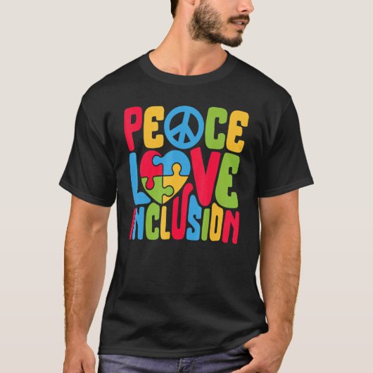 T-shirt Peace Love Inclusion SPED Enseignant Éducation Spé (Devant)
