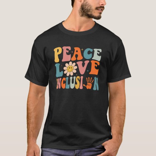 T-shirt Peace Love Inclusion SPED Squad Spécial Ed Enseign (Devant)