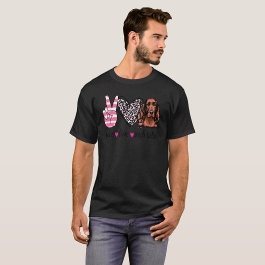 T-shirt Peace Love Irish Setter Irish Setter Chien Maman (Devant entier)