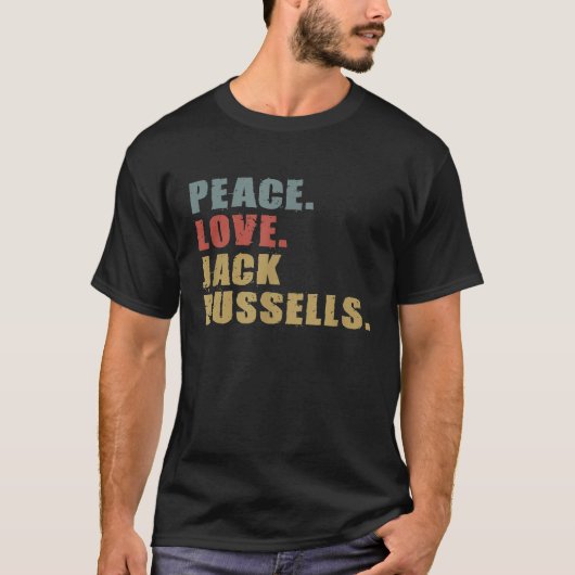 T-shirt Peace Love Jack Russells ADG144b (Devant)
