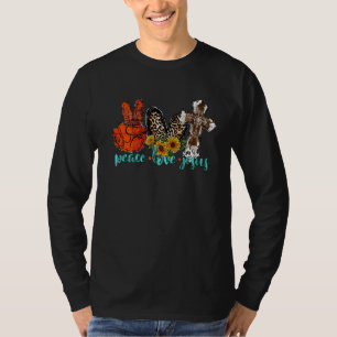 T-shirt Peace Love Jesus Leopard Occidental Cowhide Sunflo