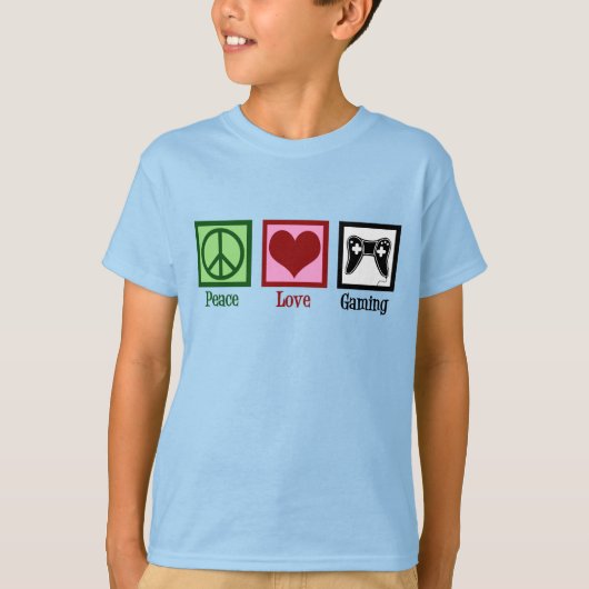 T-shirt Peace Love Jeu Joueur vidéo mignon (Devant)