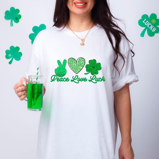 T-shirt Peace Love Jour de la Saint Patrick de chance Gree