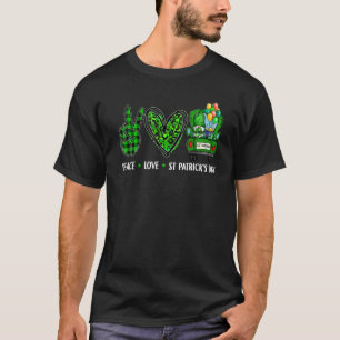 T-shirt Peace Love Jour de la Saint Patrick Irlandais Luck