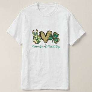 T-shirt Peace Love Jour de la Saint Patrick Parties scinti