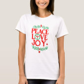 T-shirt Peace Love Joy Noël Festive Holiday (Devant)