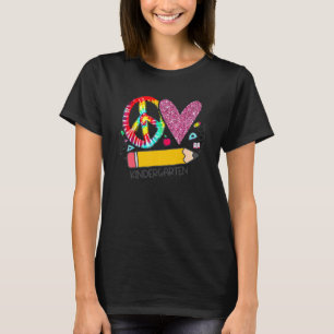 T-shirt Peace Love Kindergarten Retour À L'Équipe D'École 