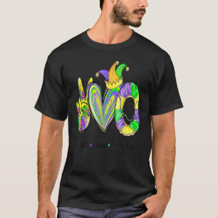 T-shirt Peace Love King Cake Mardi Gras Hommes Femmes Enfa