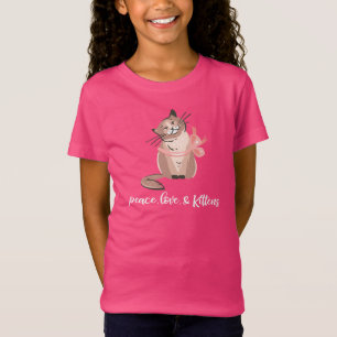 T-Shirt Peace, Love, & Kittens mignonnes filles Amoureux d