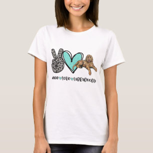 T-shirt Peace Love Labradoodle Golden Labradoodle Chien Lo
