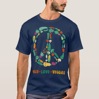 T-shirt Peace Love Légume Végétarien Végétarien Ve Plante 