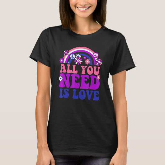 T-shirt PEACE LOVE LGBT Rainbow Super Hippie Costume Hall (Devant)