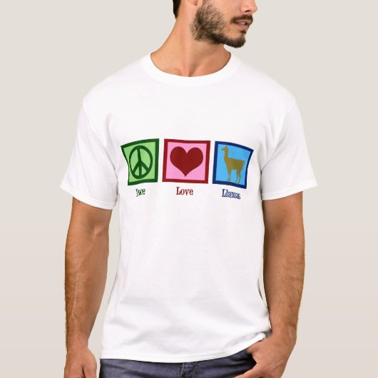 T-shirt Peace Love Llamas (Devant)