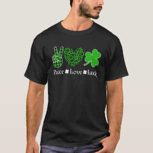 T-shirt Peace Love Luck Peace Heart Shamrock St Patrick's