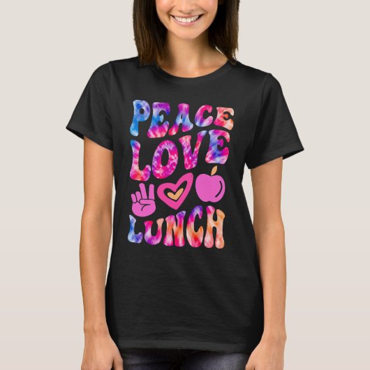 T-shirt PEACE LOVE LUNCH Lady Retro Cafeteria Groovy 100 D (Devant)
