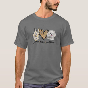 T-shirt Peace Love Maltese Amoureux des chiens Mères Jour 
