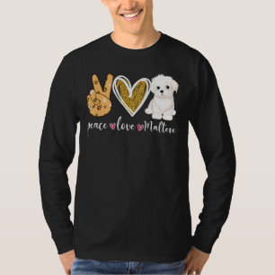 T-shirt Peace Love Maltese Chien Amusant Maltais Adulte Ch