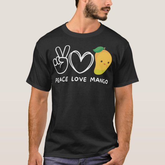 T-shirt Peace Love Mango Retro Mango Lover Fruit Lover (Devant)