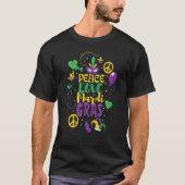 T-shirt Peace Love Mardi Gras Carnival Retro New Orleans F (Devant)
