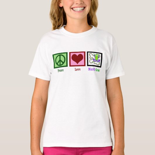 T-shirt Peace Love Mardi Gras Enfants (Devant)