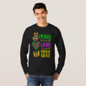 T-shirt Peace Love Mardi Gras Leopard Funny Festival Carni (Devant entier)