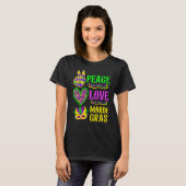 T-shirt Peace Love Mardi Gras Leopard Funny Festival Carni (Devant entier)