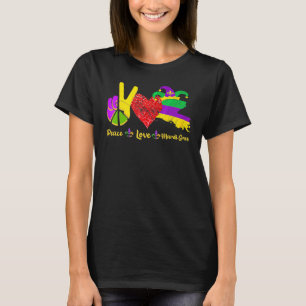 T-shirt Peace love Mardi Gras New Orleans Louisiane Carte 