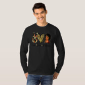 T-shirt Peace Love Melanin Pride With Hand Heart And Black (Devant entier)