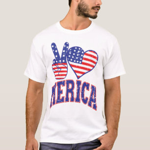 T-shirt Peace Love Merica I Love America 4 Juillet