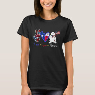 T-shirt Peace Love Merica USA Drapeau américain Silkie Chi