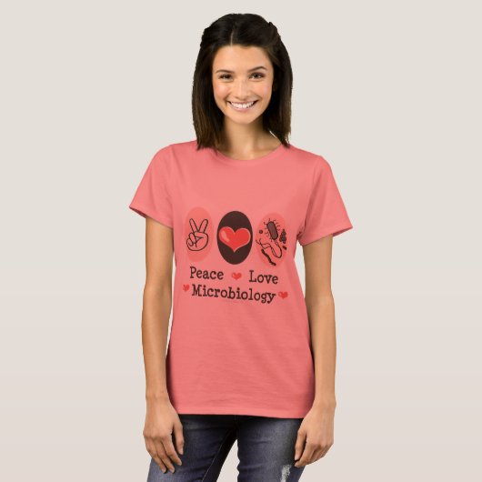 T-shirt Peace Love Microbiologie Ringer Tee (Devant entier)