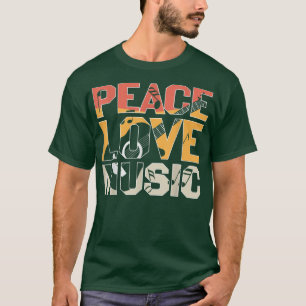 T-shirt Peace Love Music Guitar Player