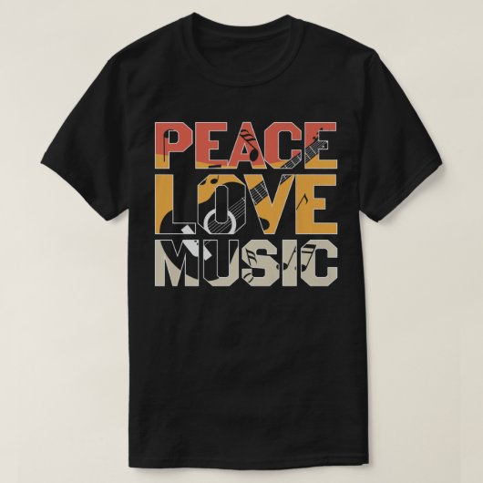 T-shirt Peace Love Music Guitar Player Premium (Design devant)
