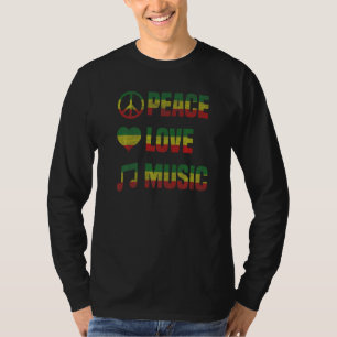T-shirt Peace Love Music Reggae Peace Love Hippiness
