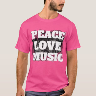 T-shirt Peace Love Music Retro Boombox