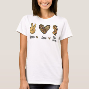 T-shirt Peace Love New Jersey Leopard Carte du drapeau Sou