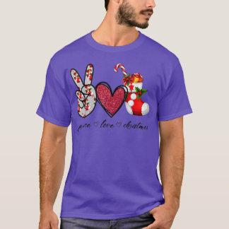 T-shirt Peace Love Noël Sucre de canne Famille Noël H