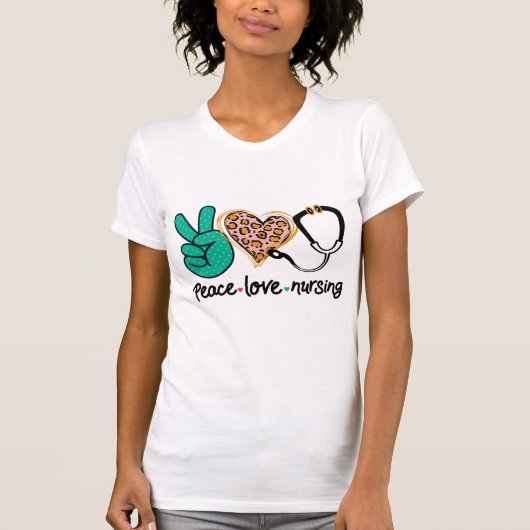 T-shirt Peace Love Nuring (Devant)