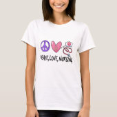 T-shirt Peace Love Nuring (Devant)
