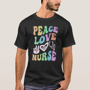 T-shirt PEACE LOVE NURSE Retro Wellness École Super